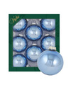 Krebs kerstballen 8x stuks lichtblauw glas 7 cm glans