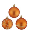 Krist+ Kerstballen 30x ST oranje gedecoreerd kunststof 6 cm