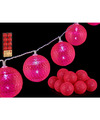 Krist+ verlichting snoer 10 bollen fuchsia roze 150 cm batterij