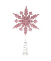 Kunststof kerstboom 3D sneeuwvlok piek glitter roze 20 cm