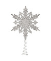 Kunststof kerstboom platte sneeuwvlok piek glitter zilver 20 cm