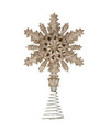 Kunststof kerstboom sneeuwvlok piek glitter goud 20 cm