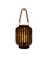 Led sfeer lantaarn-lamp zwart-goud met timer B16 x H22 cm
