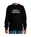 Merry Christmas Kerst sweater-trui zwart voor kinderen met zilveren glitter bedrukking