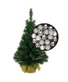 Mini kerstboom-kunst kerstboom H45 cm inclusief kerstballen zilver