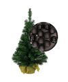 Mini kerstboom-kunst kerstboom H45 cm inclusief kerstballen zwart