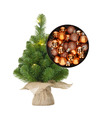 Mini kerstboom-kunstboom met verlichting 45 cm en inclusief kerstballen koper