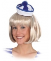 Mini matrozen-zeeman hoedje blauw-wit op haarband