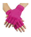 Neon roze vingerloze verkleed handschoenen gebreid voor volwassenen unisex