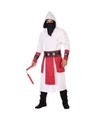 Ninja verkleedpak wit-rood voor heren