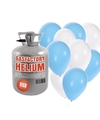Oktoberfest helium tankje met blauw-witte ballonnen 50 stuks
