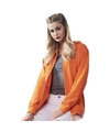 Oranje dames vesten-jasjes met met capuchon-hoodie
