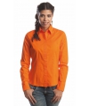 Oranje gekleurd dames overhemd met lange mouwen