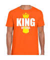 Oranje king of soul muziek shirt met kroontje Koningsdag t-shirt voor heren