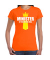 Oranje Minister of rock N roll shirt met kroontje Koningsdag t-shirt voor dames