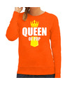 Oranje queen of pop muziek sweater met kroontje Koningsdag truien voor dames