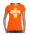 Oranje Queen of rock muziek shirt met kroontje Koningsdag t-shirt voor dames