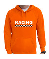 Oranje Racing supporter-race fan hoodie voor heren