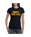 Oud en nieuw shirt Happy new year zwart dames