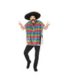 Partychimp Mexicaanse poncho regenboog kleuren one size Verkleedkleding voor volwassenen