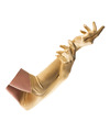 Partychimp Verkleed handschoenen voor dames goud - lang model polyester 40 cm
