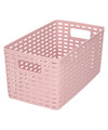 PlasticForte Opbergmand Kastmand rotan kunststof oud roze 5 Liter 15 x 28 x 13 cm
