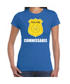 Politie embleem commissaris carnaval t-shirt blauw voor dames