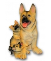 Polystone honden beeldje Duitse Herder met puppies 35 cm