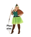 Robin Hood kostuum groen-bruin voor dames 4-delig grote maat