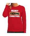 Rode kersttrui-kerstkleding Merry fucking christmas voor dames