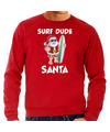Rode Kersttrui-Kerstkleding surf dude Santa voor heren