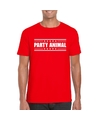 Rood t-shirt heren met tekst Party animal