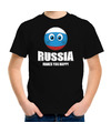 Russia makes you happy landen-vakantie shirt zwart voor kinderen met emoticon