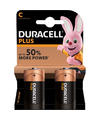 Set van 2x Duracell C Plus alkaline batterijen LR14 MN1400 1.5 V