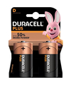 Set van 2x Duracell D Plus alkaline batterijen LR20 MN1300 1.5 V
