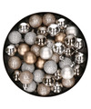 Set van 40x stuks kunststof kerstballen mix zilver en champagne 3 cm