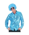 Seventies-eighties disco hemd blauwe pailletten voor heren