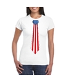 Shirt met Amerika stropdas wit dames