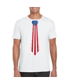 Shirt met Amerika stropdas wit heren