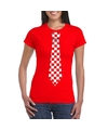 Shirt met rood-witte Brabant stropdas rood dames