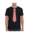 Shirt met rood-witte Brabant stropdas zwart heren