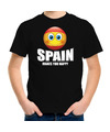 Spain makes you happy landen-vakantie shirt zwart voor kinderen met emoticon