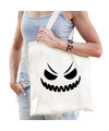 Spook gezicht horror halloween trick or treat tas wit bedrukte katoenen tas- snoep tas