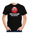 Switzerland makes you happy landen-vakantie shirt zwart voor kinderen met emoticon