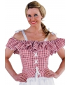 Tiroler blouse met koordje Carmen wit met rood
