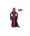 Vampier jurk rood-zwart maat L voor meiden inclusief gebit
