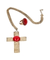 Verkleed Sinterklaas ketting en ring set goud-rood kruis voor heren-volwassenen