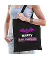 Vleermuis-happy halloween horror tas zwart bedrukte katoenen tas- snoep tas