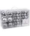 Zilveren kerstballen pakket 94-delig van kunststof