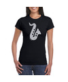 Zilveren muziek saxofoon t-shirt zwart voor dames saxofonisten outfit